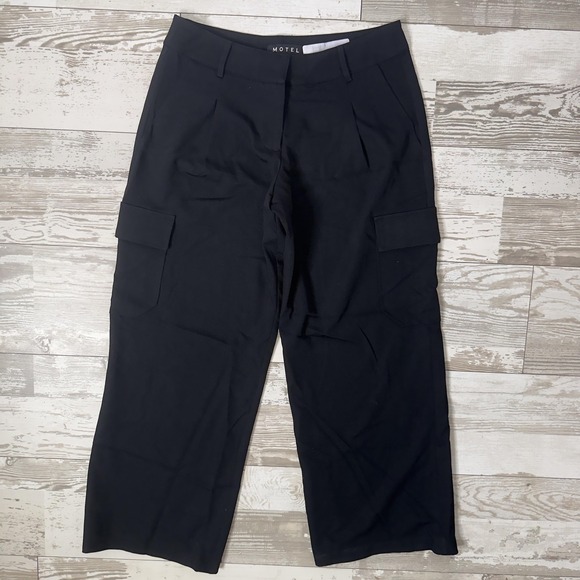 Motel Rocks Other - Motel Cargo Pants Womens Medium Black Twill Relaxed Fit Pleated Pockets Utility